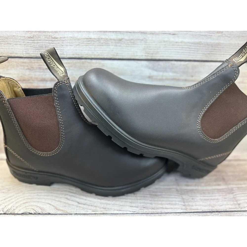 Blundstone 550 Rustic Brown Leather Chelsea Pull On Boots Men's Size US 9.5